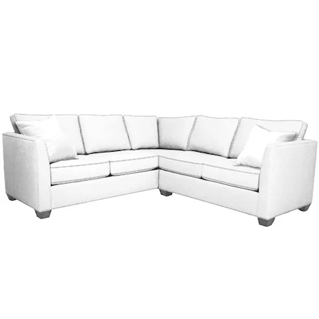 Contemporary Sectional With Track Arms and Exposed Wood Legs